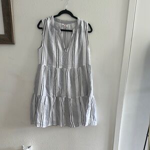 Sundry Brown and White Tiered Mini Sundress